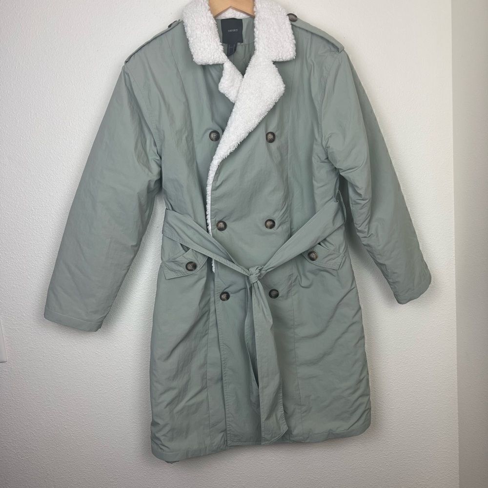 Forever 21 Double-Breasted Belted Trench Coat M - Picture 2 of 8